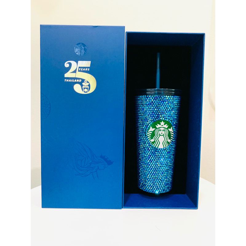 พร้อมส่ง! Starbucks Blue Bling Cold Cup 25TH Anniversary 16 oz.