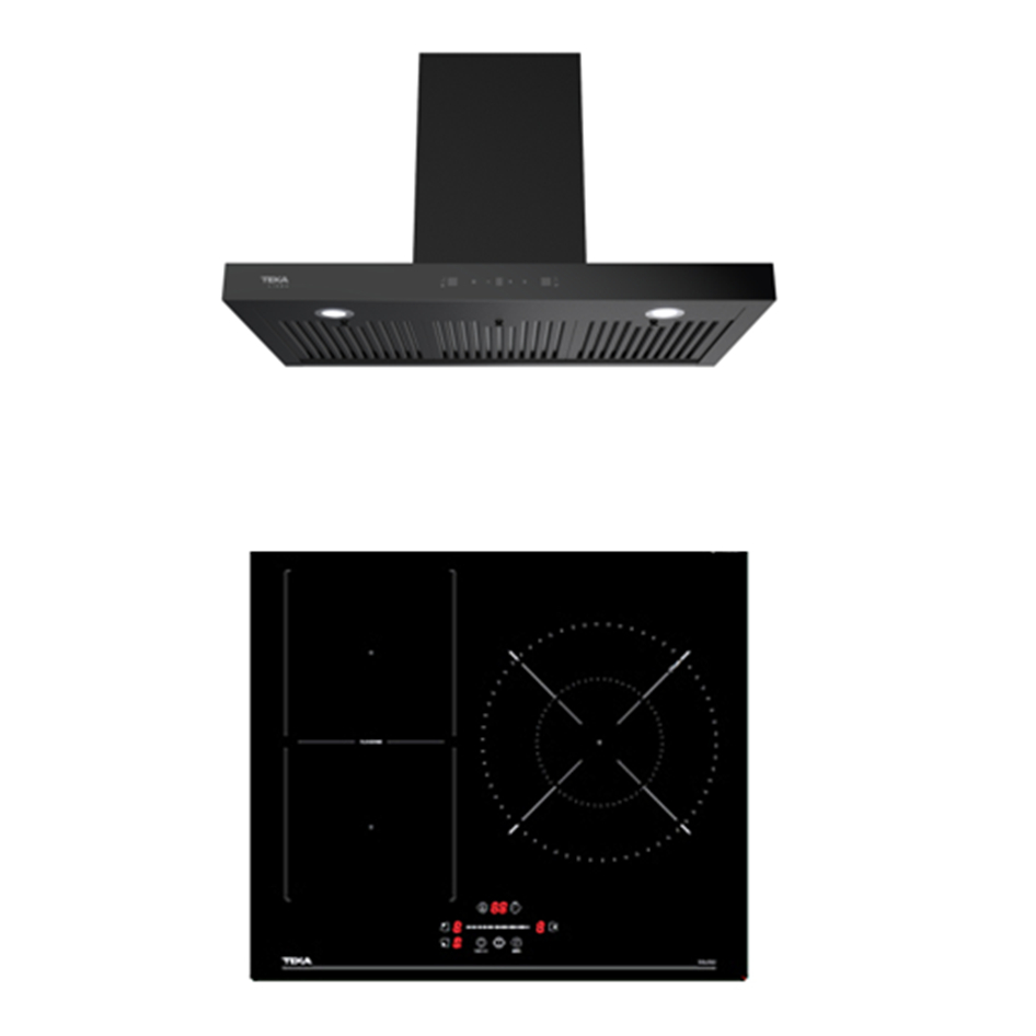 TEKA เครื่องดูดควัน รุ่น LDH 90 TC  BLACK + TEKA เตาไฟฟ้า Induction Flex Zone รุ่น IBF 63210 SSS BK