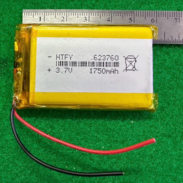 แบตเตอรี่ 3.7v 1750mah(623760) มีวงจรBMS ป้องกันการชาร์จในตัว