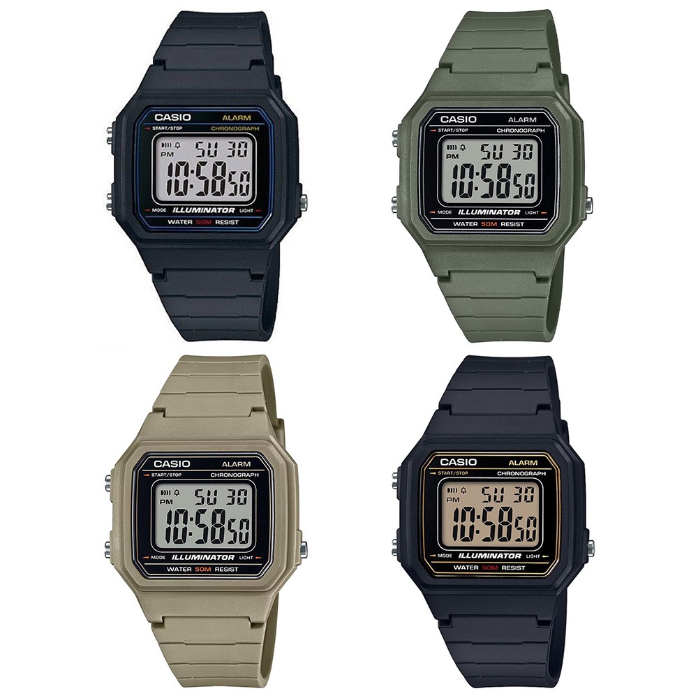 Casio Standard นาฬิกาข้อมือผู้ชาย สายเรซิ่น รุ่น W-217,W-217H,(W-217H-1A ,W-217H-3A,W-217H-5A)