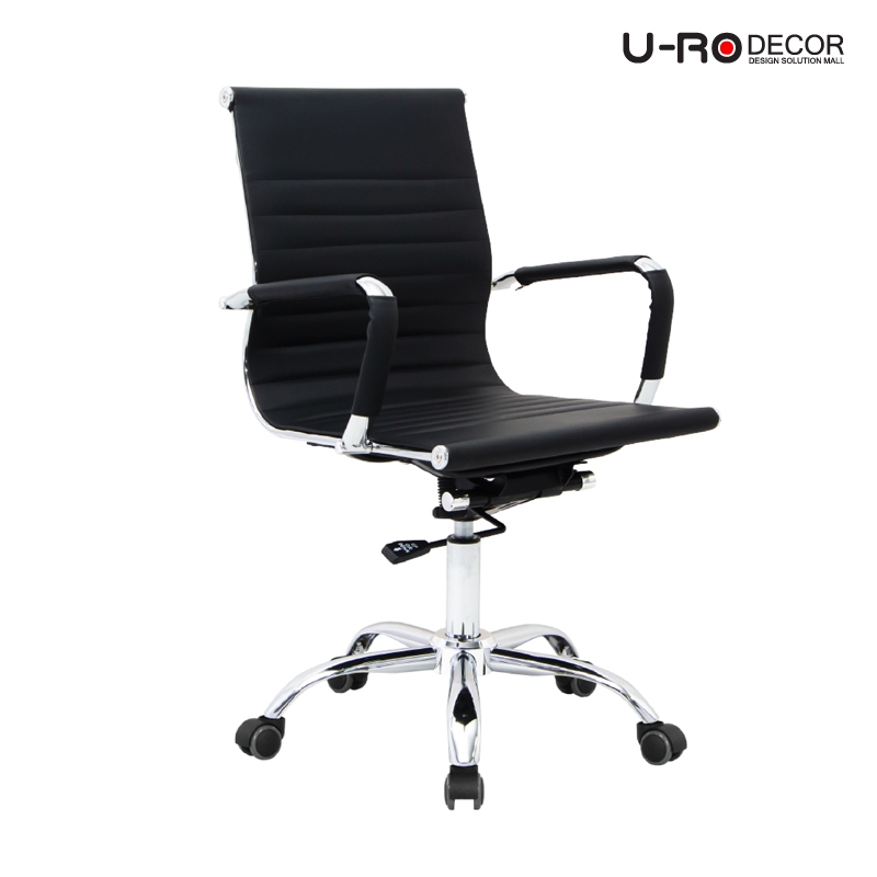 U-RO DECOR เก้าอี้สำนักงาน รุ่น VEGA (วีก้า) สีดำ Office Chair เบาะและพนักพิงหลัง PVC เกรด A รองรับน้ำหนักสูงสุด 120 kg