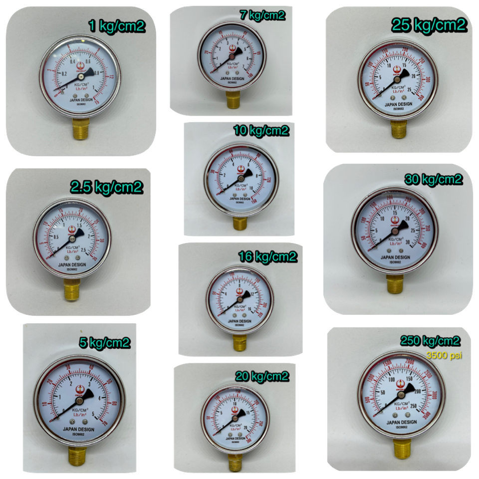 OKURA Pressure gauge 2.5"  เกจวัดแรงดัน 1,2.5,5,7,10,16,20,25,30,250 kg/cm2 ,Vacuum gauge -30 inhg
