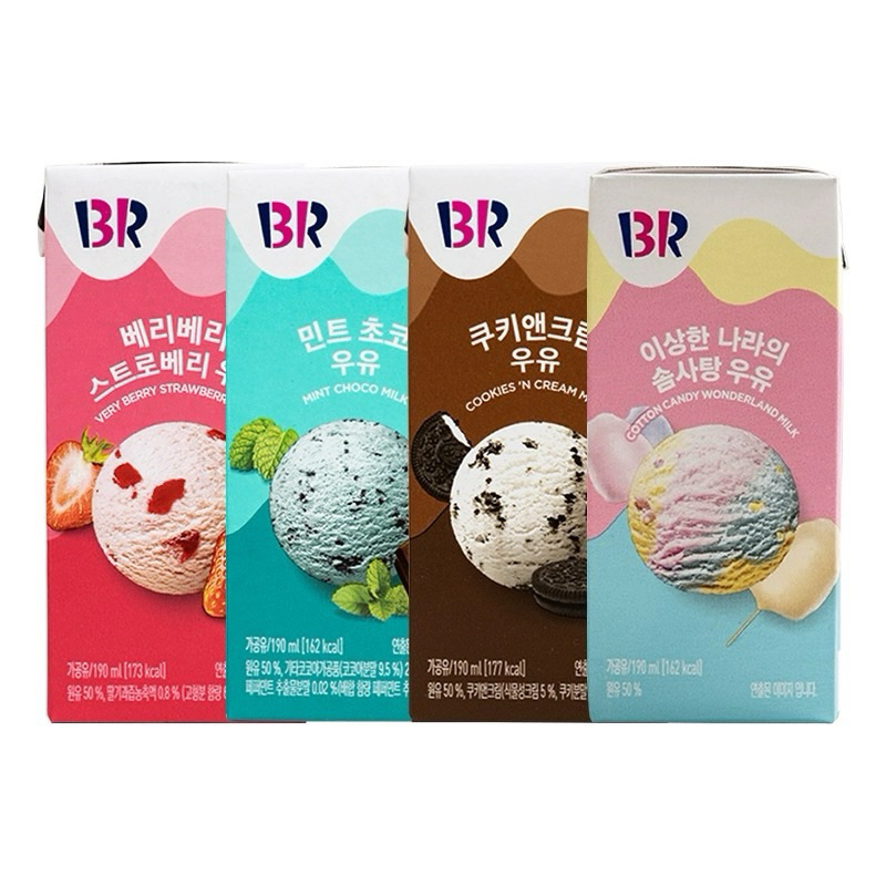 [พร้อมส่ง] Baskin Robbins นม รสไอศกรีม ขนาด 190 ml ของแท้ 100% จากเกาหลี