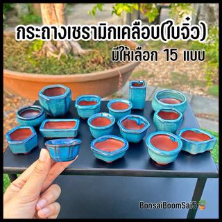 กระถางเซรามิกเคลือบ(ใบจิ๋ว) สีน้ำเงิน มีให้เลือก 15 แบบ