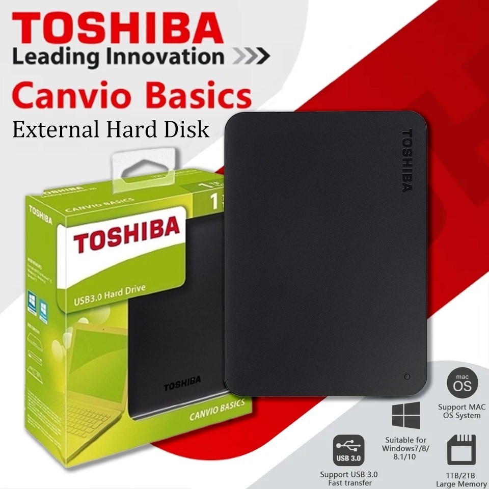 [ในสต็อก]Toshiba 1TB 2TB 4TB 2.5" USB 3.0 External Harddisk, ฟรีบริการกู้ข้อมูล รับประกัน 3 ปี