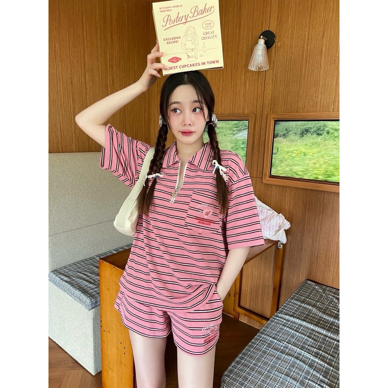 ❌sold out❌ Cintage♡ CT1962 แขนสั้นคอปกซิป/กางเกงterry743