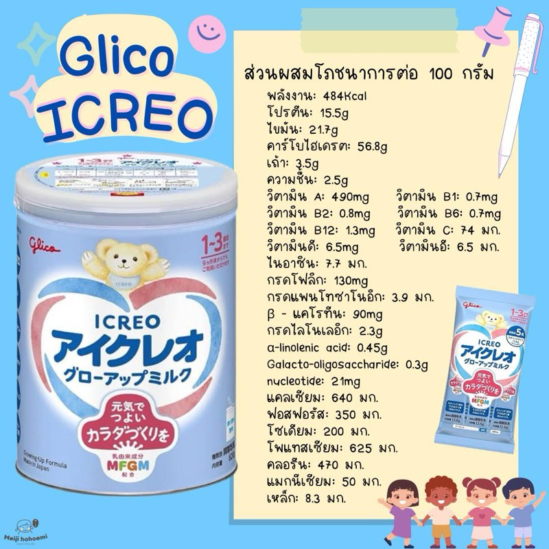 พร้อมส่ง ✨ นมเพิ่มความสูง สำหรับเด็ก 1-3 ปี Glico Icreo follow up milk 820g.