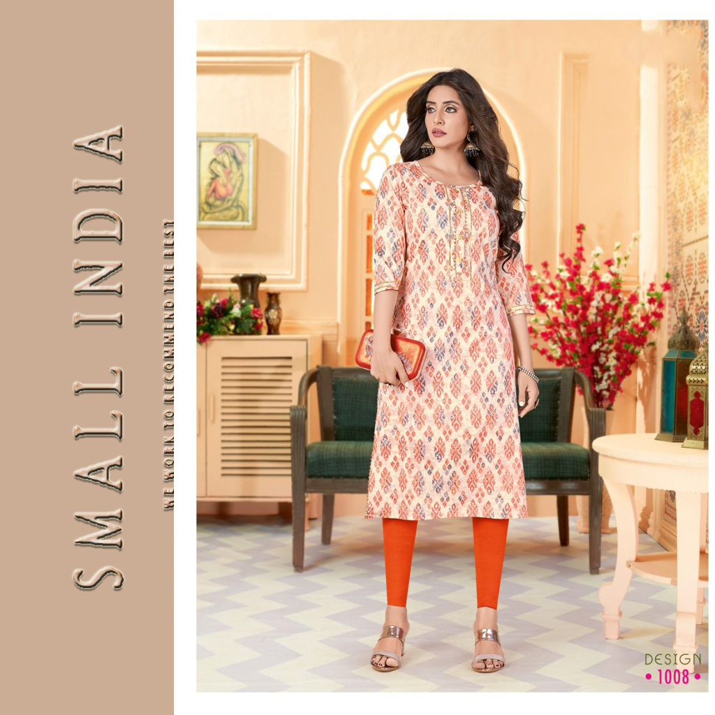 {**ส่งฟรี**} SMALL INDIA 🌸 Rayon Straight Printed Kurti เฉพาะเสื้อ 🌸 Kurti ’Top’ Only