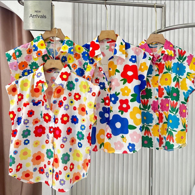 เสื้อลายดอก สงกรานต์ พร้อมส่ง สวยตรงปกแน่นอน