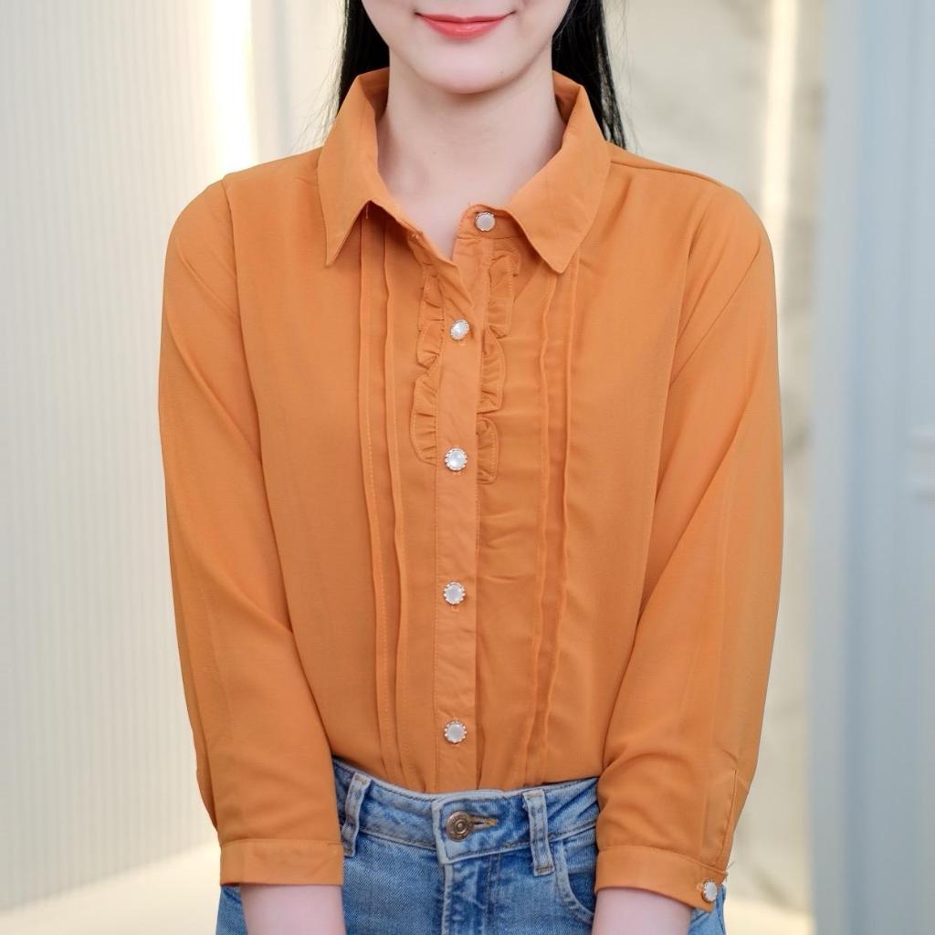 Chanan เสื้อชีฟอง แขนสามส่วน ใส่สบาย เสื้อทำงาน สาวออฟฟิศ ผ้านิ่ม มี3สี รุ่น0035