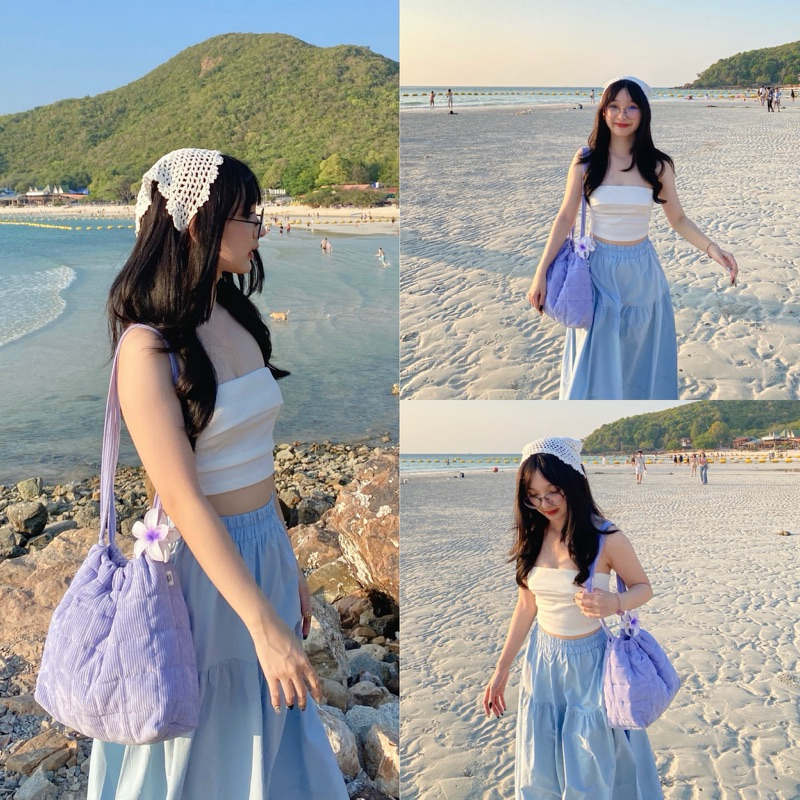 Dumpling corduroy mini bag 🥟 กระเป๋าทรงเกี๊ยว ไซส์มินิ สะพายไหล่ ผ้าลูกฟูกบุฟองน้ำ 6 สี made in Thailand พร้อมส่ง