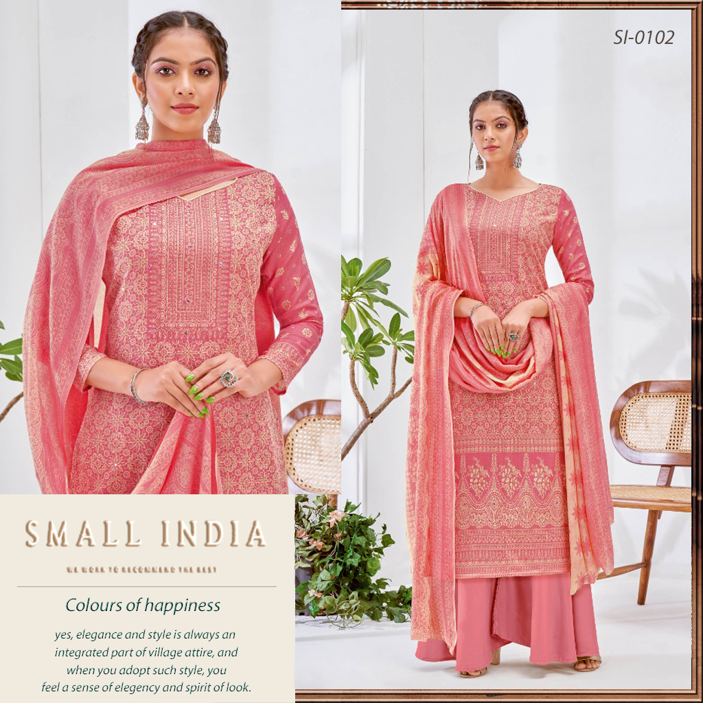 {**ส่งฟรี**} SMALL INDIA Festive Wear Cotton Printed ชุดเซ็ทเสื้อกางเกง Women Suit Set