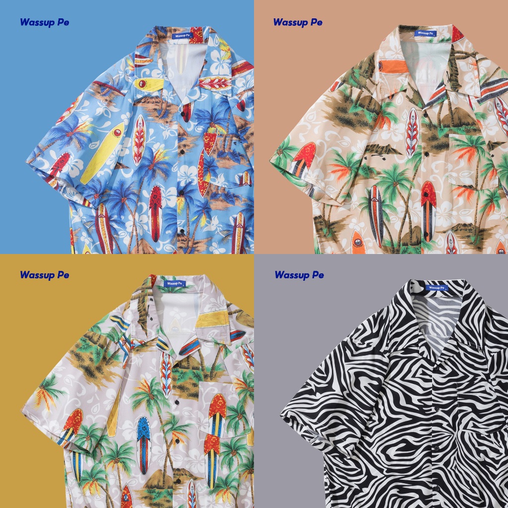 แฟชั่นฤดูร้อนเสื้อโอเวอร์ไซส์ ทรงหลวม เสื้อฮาวายชาย เตรียมจัดส่ง M-2XL /Wassuppe