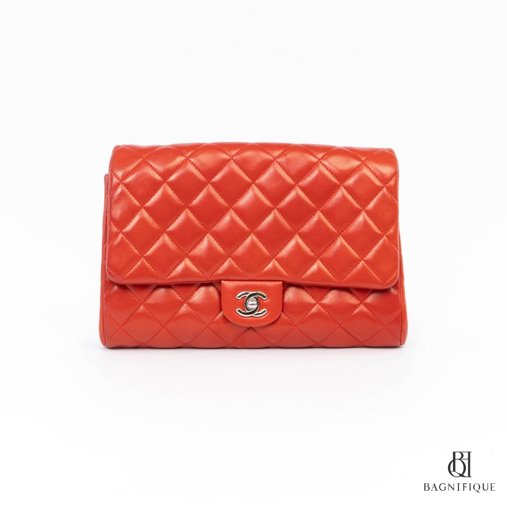 CHANEL CLUTCH WITH CHAIN RED LAMB SHW