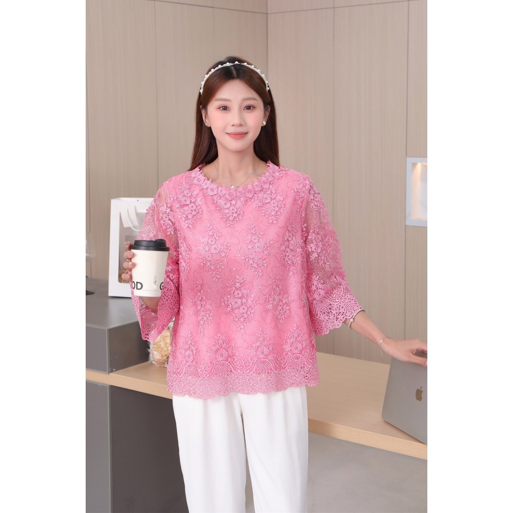 FON เสื้อลูกไม้ใยบวบปักเลื่อม มีรอบอก40-42-44-46-48นิ้ว#Y0107