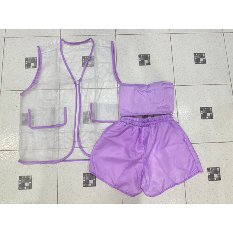 เซต3ชิ้น เกาะอก+ขาสั้น+เสื้อคลุมกันน้ำ ชุดเล่นสงกรานต์ - รูปที่ 4