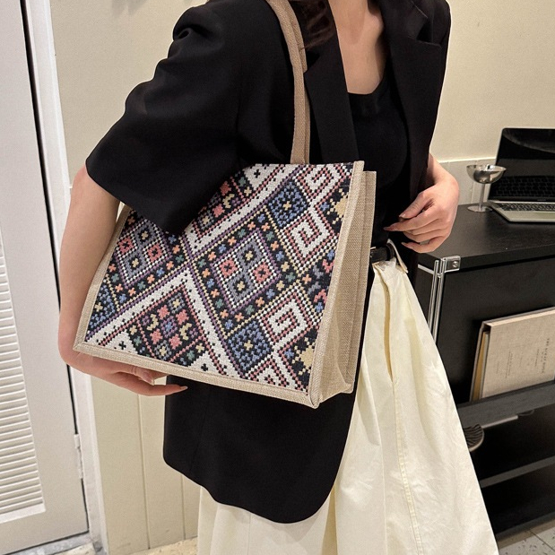 (B197#)กระเป๋าถือ กระเป๋าสะพายไหล่ ผ้าแคนวาส ขนาดใหญ่  แฟชั่นสําหรับสตรี