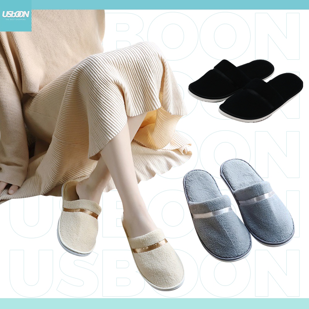 usboon รองเท้าสลิปเปอร์ ใส่เดินในบ้าน พื้นนุ่ม สไตล์เรียบหรู slipper
