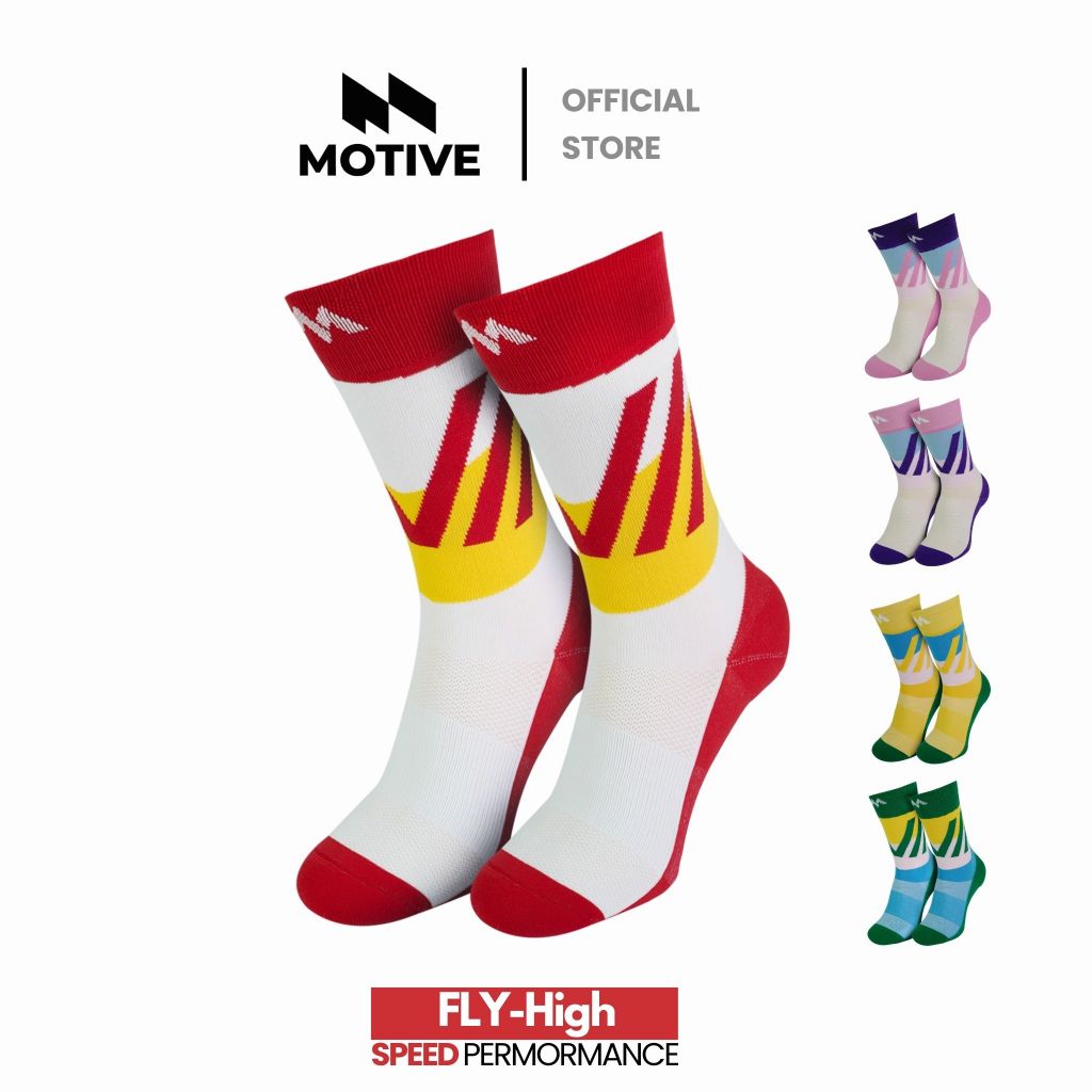 MOTIVE SOCK ถุงเท้าวิ่ง ระดับหน้าแข้ง รุ่น Fly-High Size M/L - Speed Performance ถุงเท้ากีฬา ถุงเท้าวิ่ง