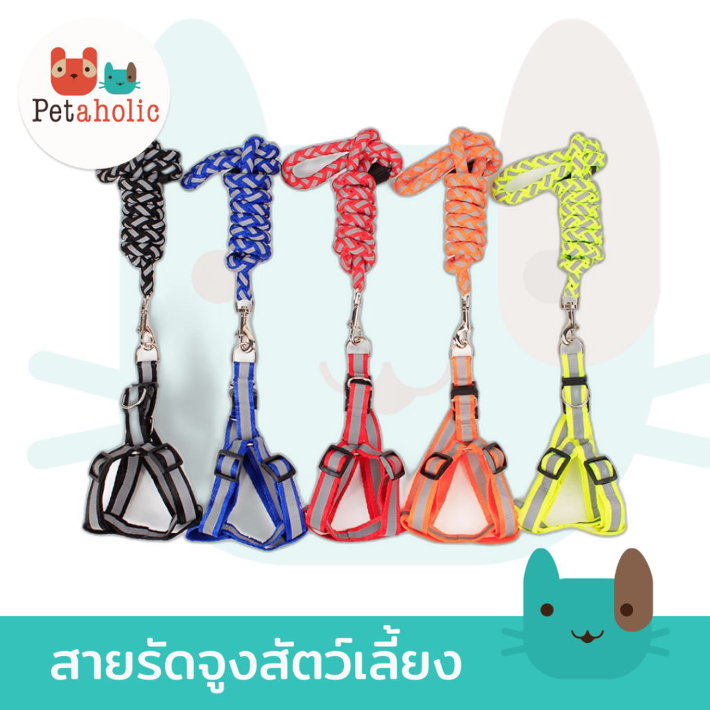 สายรัดจูงสัตว์เลี้ยง Strip Refective Webbing Harness