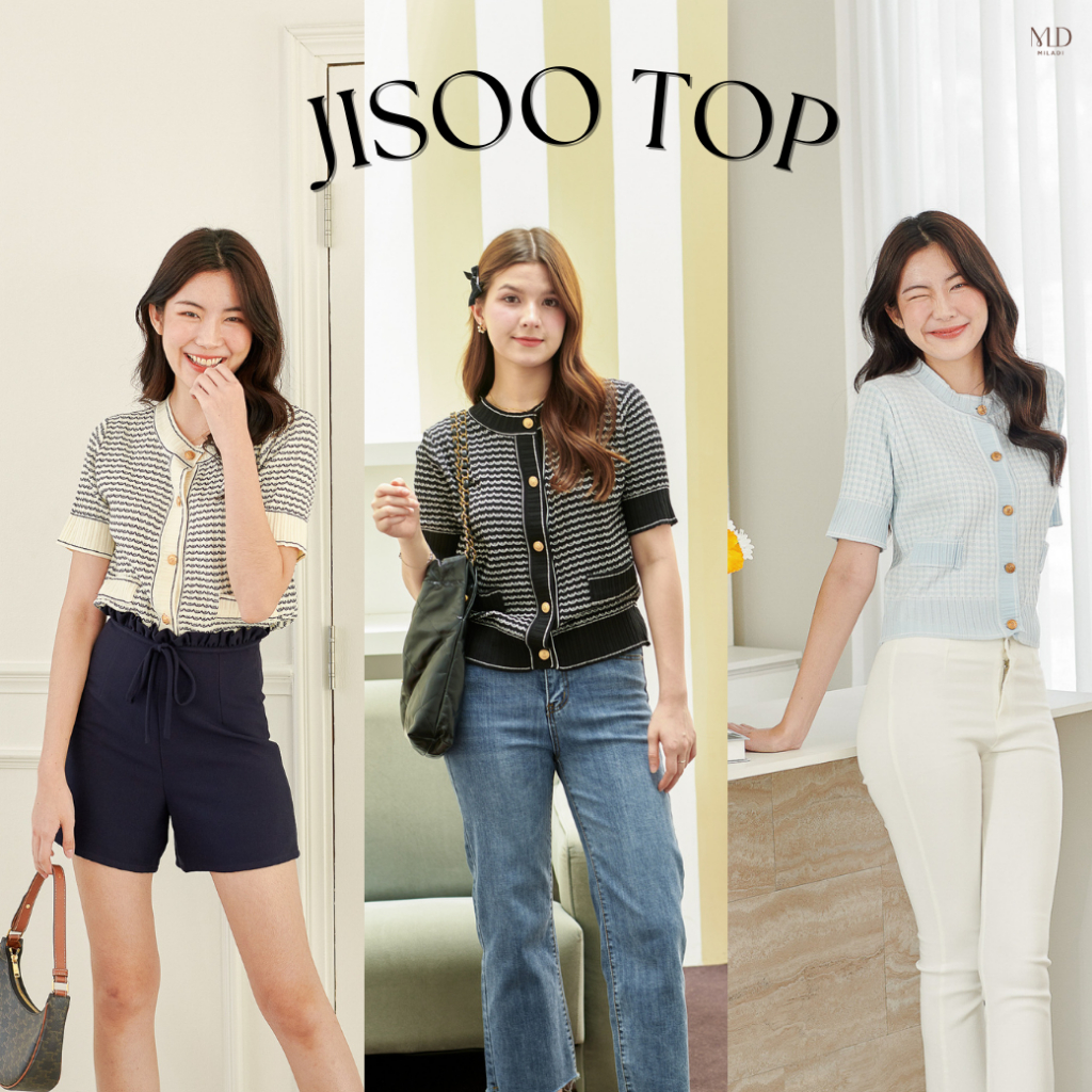 Jisoo Top เสื้อ knit แขนสั้น Miladi