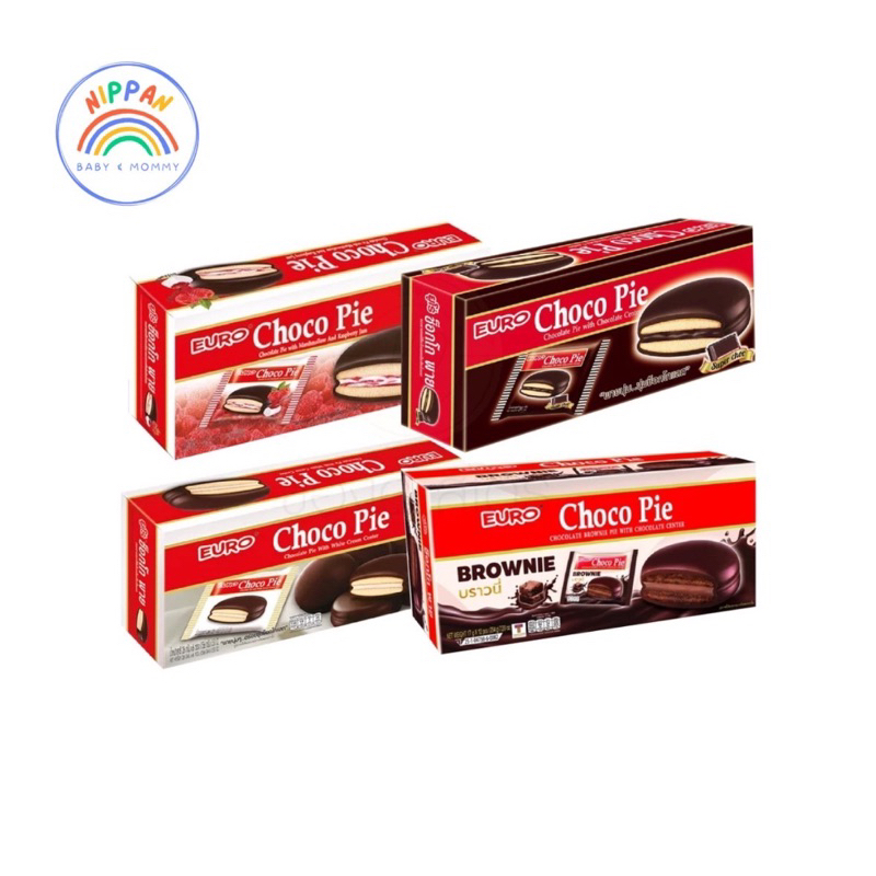 EURO Choco Pie ยูโร่ ช็อกโก พาย ขนาด 18 กรัม บรรจุ 12 ซอง