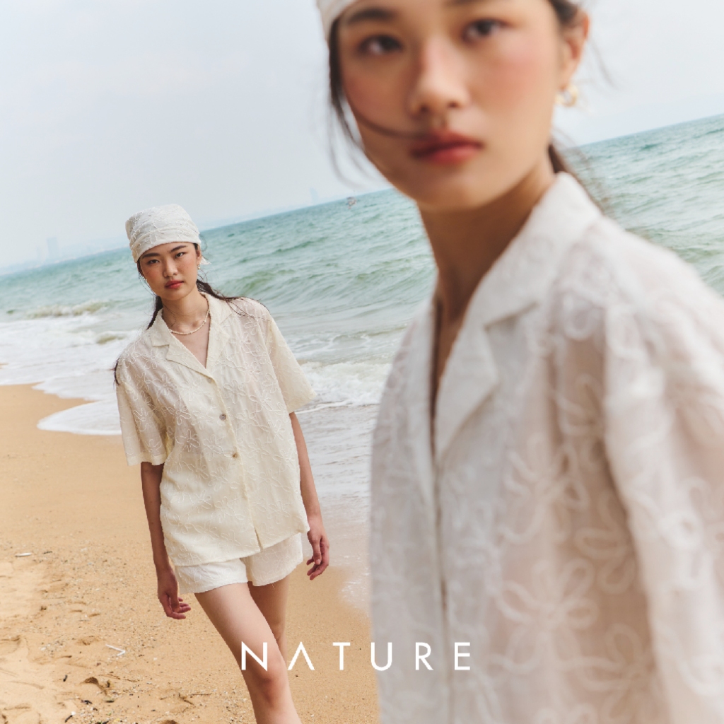 🤎ลด 𝟲𝟬.-พิมพ์ NTBCTT🤎nature.bkk - TPN0150 เสื้อเชิ้ตแขนสั้นดอกไม้ Flower short sleeve short