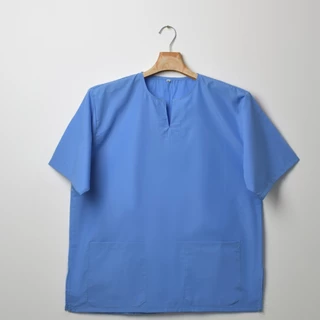 เสื้อนวด สปา สีพื้น แบบสวม คอเจาะ มีกระเป๋า 2 ข้าง ไซซ์ M–4XL ใส่สบาย 12 สี พร้อมส่ง ปลีก-ส่ง