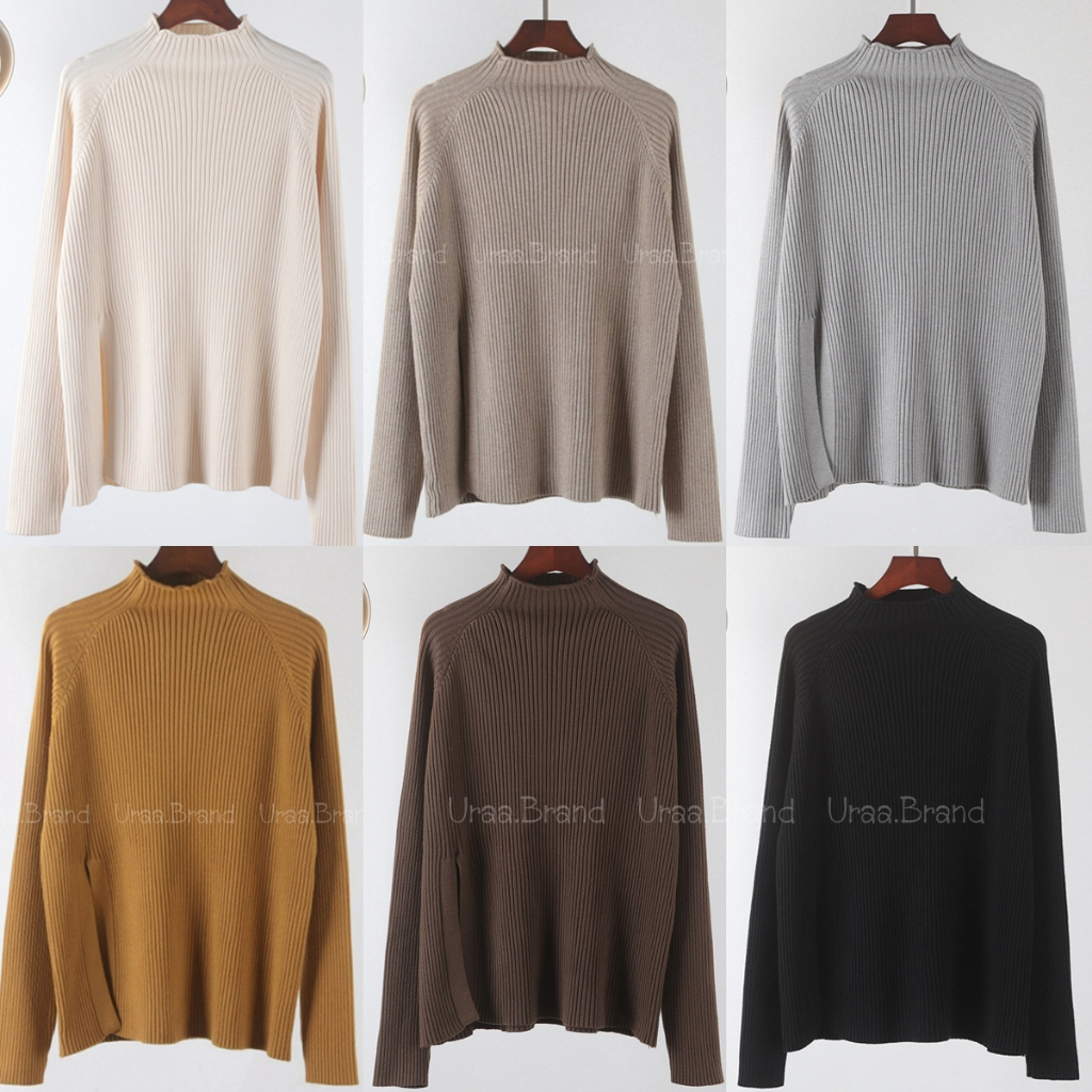 6 สี / อก 38-44 / เสื้อคอปีน เสื้อไหมพรม ผ่าหน้า กันหนาว รุ่น Peen Sweater Paa - Paa MB
