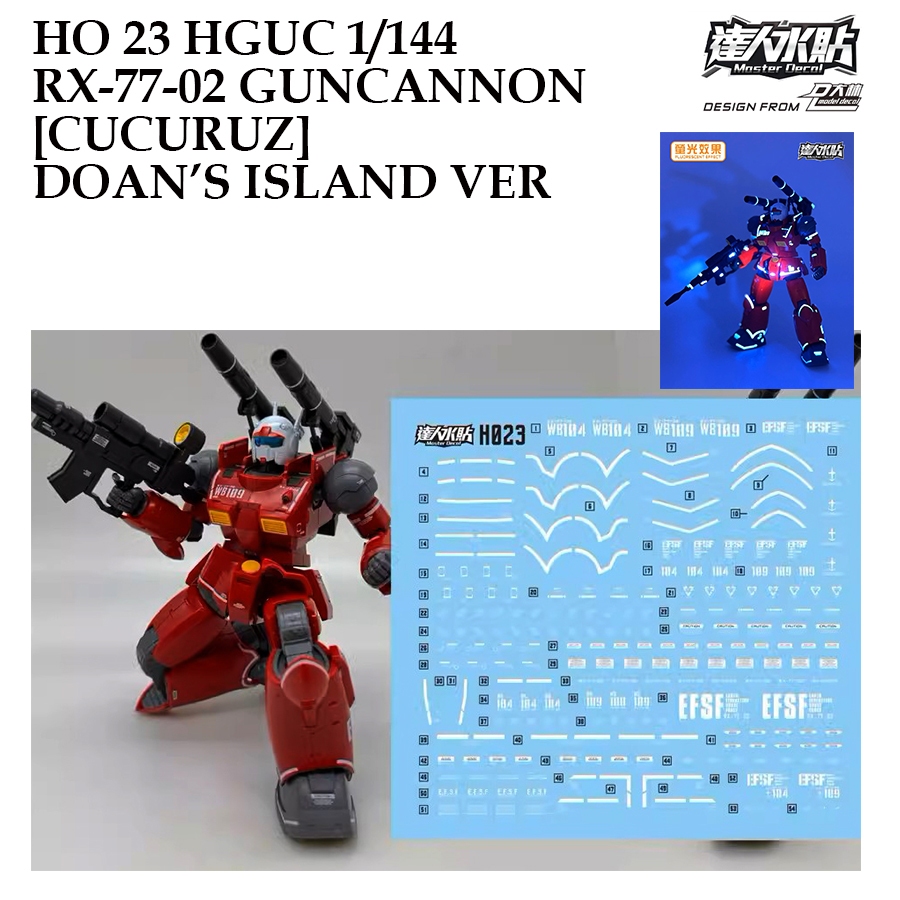 ดีคอลน้ำ [MASTER DALIN] H023 HGUC RX-77-02 GUNCANNON [CUCURUZ] DOAN'S ISLAND VER 1/144 WATER DECAL MODEL KIT HO 23 H