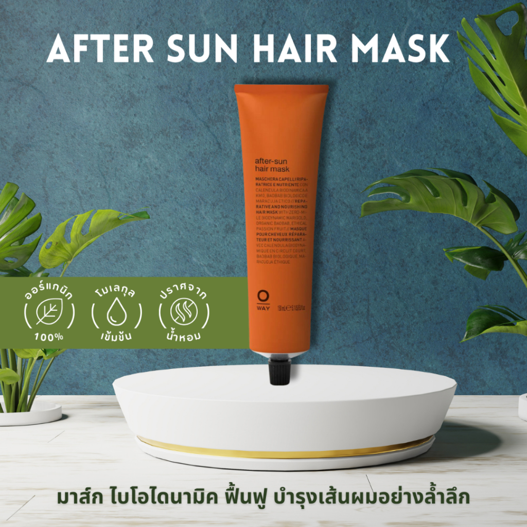 TREATMENT MASK OWAY AFTER SUN HAIR MASK ORGANIC BIODINAMIC ช่วยฟื้นฟู บำรุงเส้นผมอย่างล้ำลึก