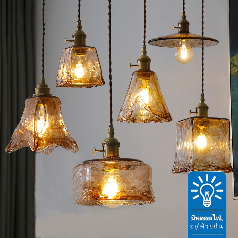 ใหม่! Creative chandelier สามารถใช้ในห้องอาหาร ห้องนั่งเล่น ห้องนอน บาร์ ระเบียง โคมไฟหัวเตียง โคมระย้าแก้วทองเหลืองสไตล