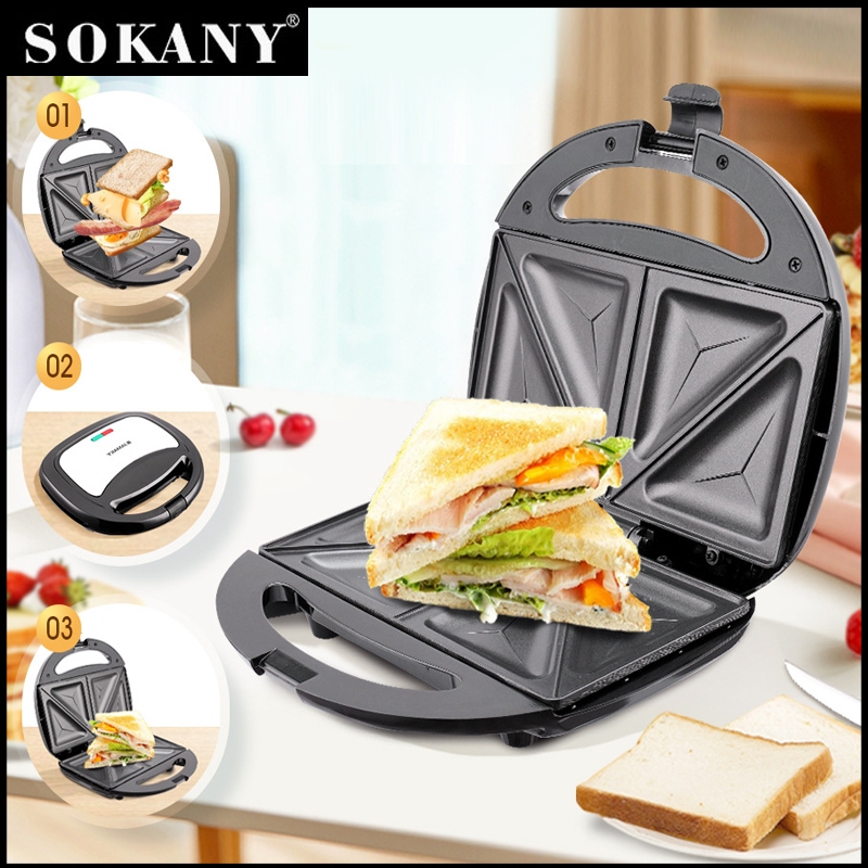 SOKANY 800W เครื่องปิ้งแซนวิช เครื่องทําแซนวิช าฟเฟิลอบ sandwich maker แซนด์วิช รับประกัน 1 ปี