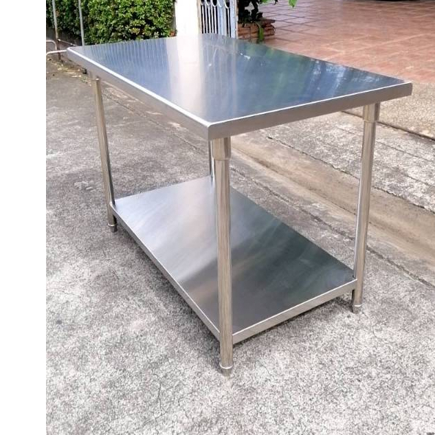 โต๊ะสแตนเลส 2ชั้น เกรด 304 เกรดส่งออกยุโรป อเมริกา ขนาด 1.2เมตร ,1.5 เมตร หนา 1mm โต๊ะเตรียม Stainle
