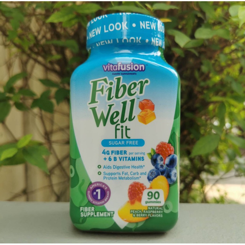 VitaFusion FiberWell Fit Sugar Free Natural Peach Raspberry & Berry 90 Gummies ไฟเบอร์ที่ละลายน้ำ ช่