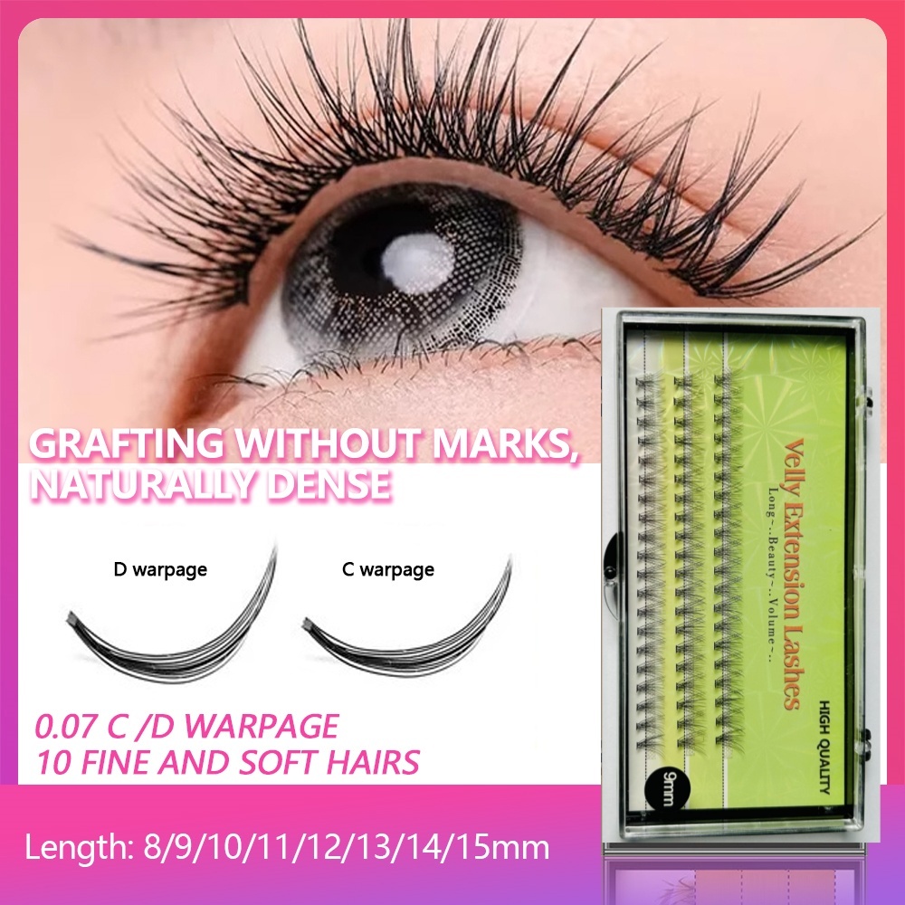 0.07C10Pร้อนละลาย9-15mmขนตาปลอมแบบจับช่อ ขนตานุ่มขนตาปลอม ขนตาปลอมแบบ DIYชุดต่อขนตาด้วยตัวเอง ขนตาปลอมขายส่ง ขนตาปลอมขา