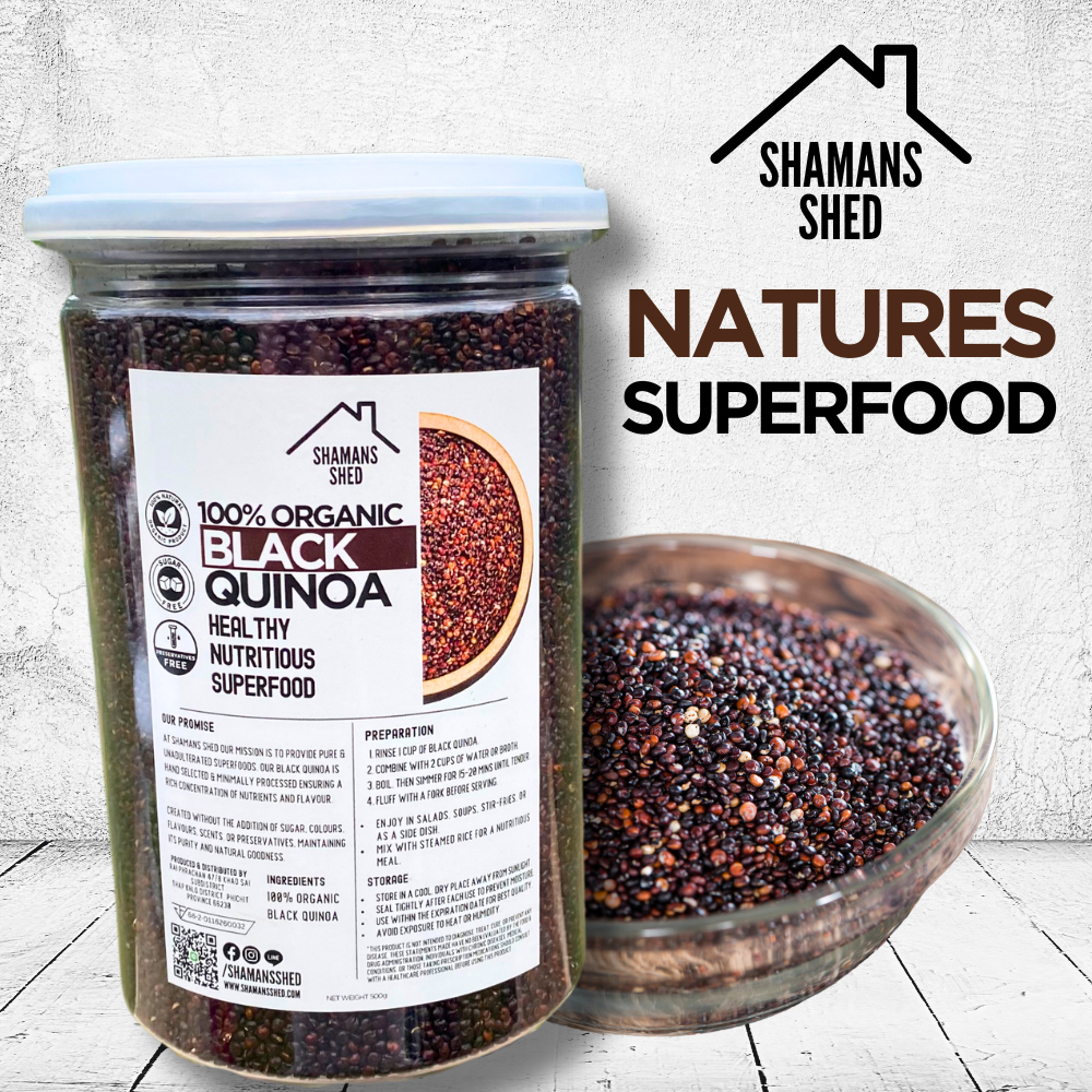 Organic Black Quinoa (500g) - Nutrient-Rich Superfood for Health &amp; Wellness - Gluten-Free Whole Grain - คีนัวดำ