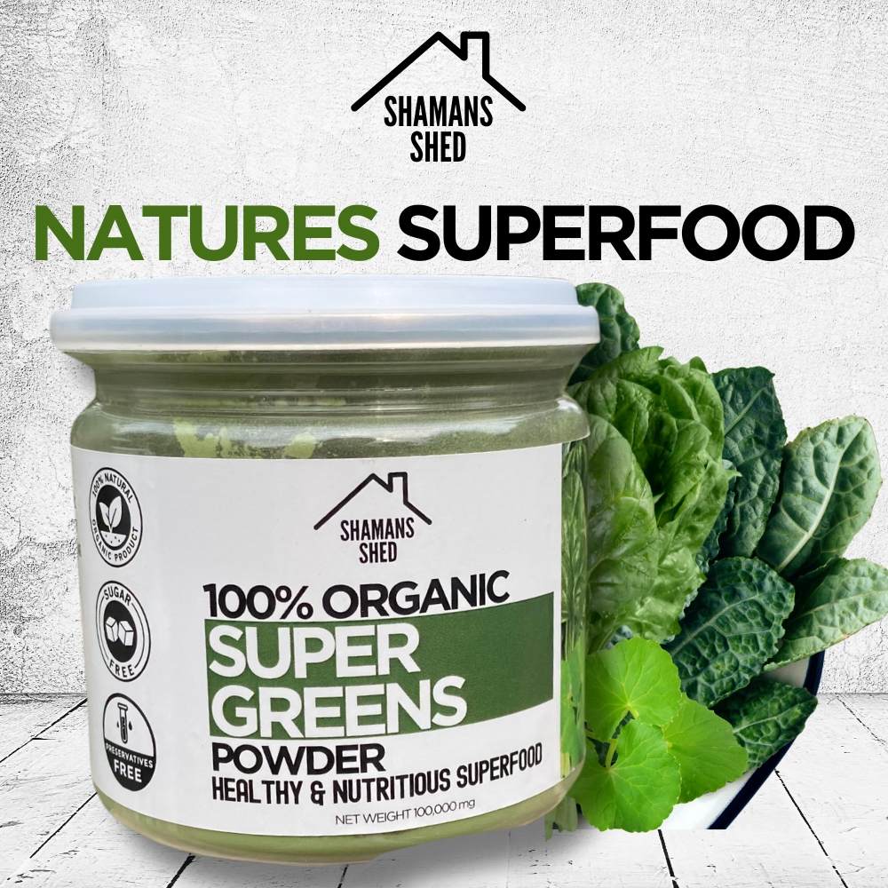 Super Greens Powder - 100% Organic Superfood Blend with Kale, Spinach, Brown Rice, Barley Grass, Alfalfa, and Goto Kola