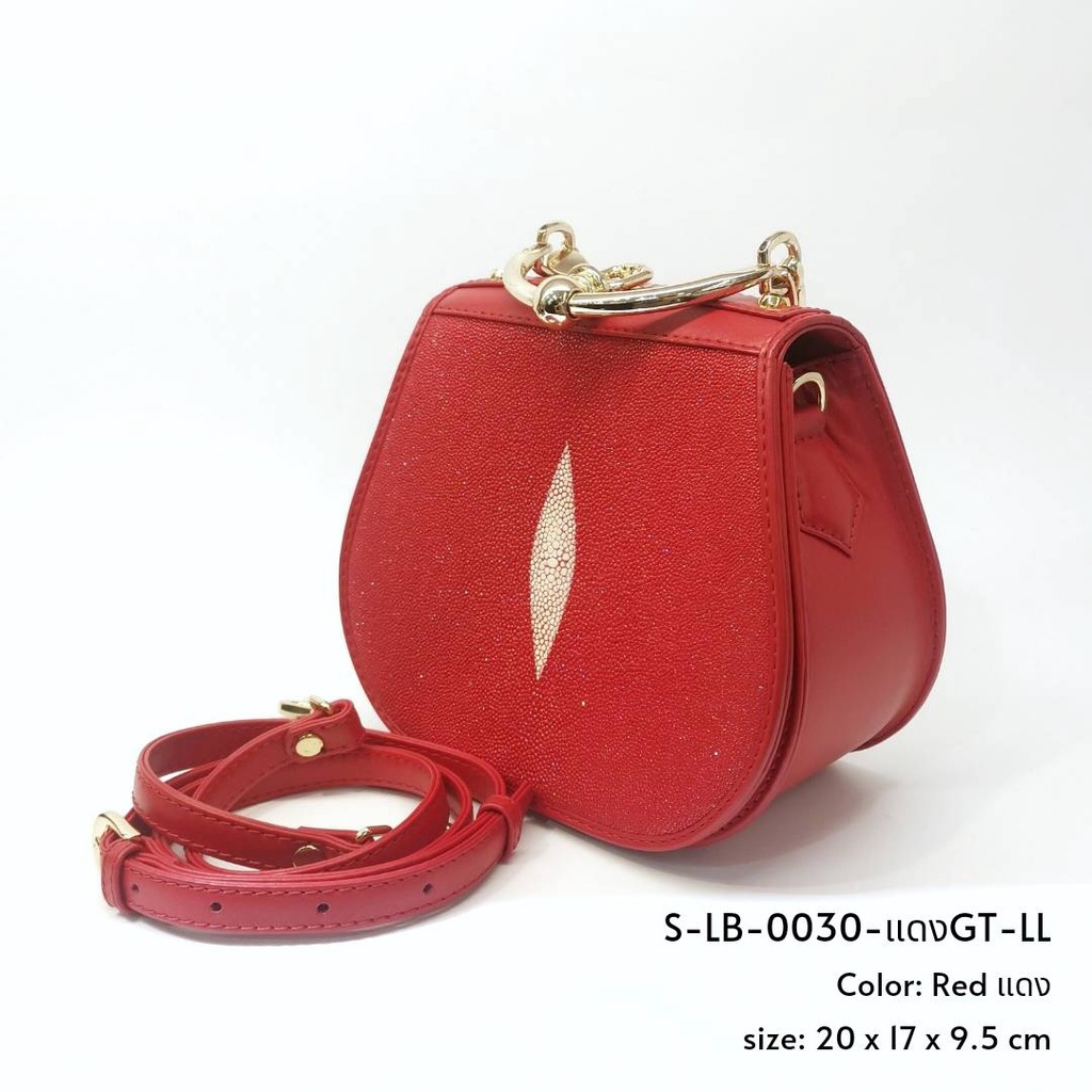 Prang Stingray Leather Top Handle Bag กระเป๋าถือสตรี กระเป๋าผู้หญิง หนังปลากระเบน S-LB-0030-GT-LL
