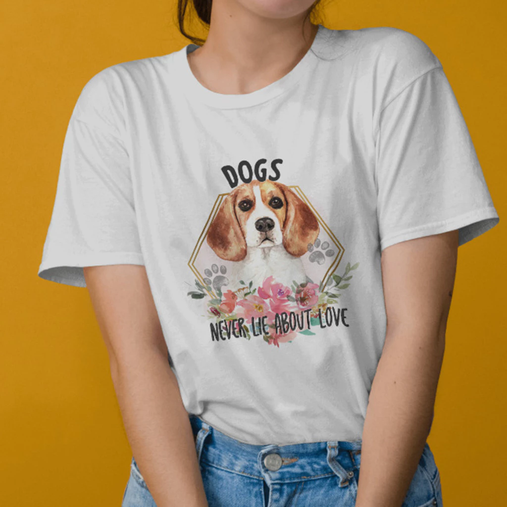 เสื้อยืดสกรีนลายหมาดอกไม้ Minimal รุ่น FLOGA1 Beagle
