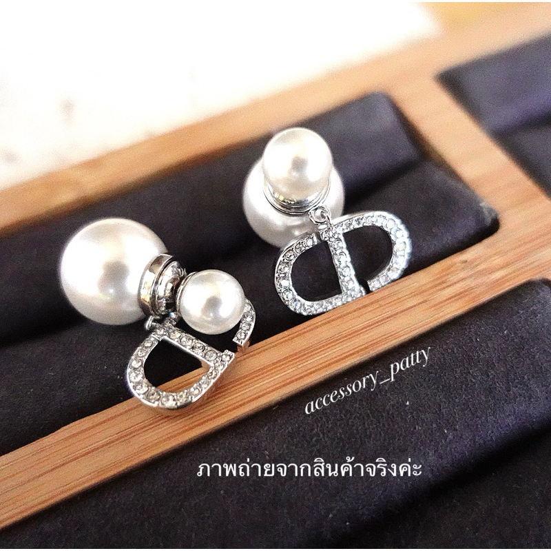 🎉New ต่างหูมุกCd รุ่นD72 จี้อะไหล่เงินฝังเพชร มีปั๊มเป๊ะ ลูกค้าถามหาสีนี้กันเยอะเลยค่ะ♥️