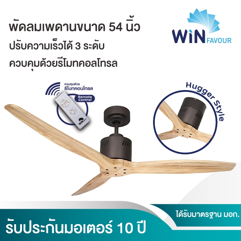 ถูกที่สุด พัดลมเพดาน รุ่น TW05(สีน้ำตาลเข้ม) พร้อมรีโมท ขนาด 54 นิ้ว ของใหม่