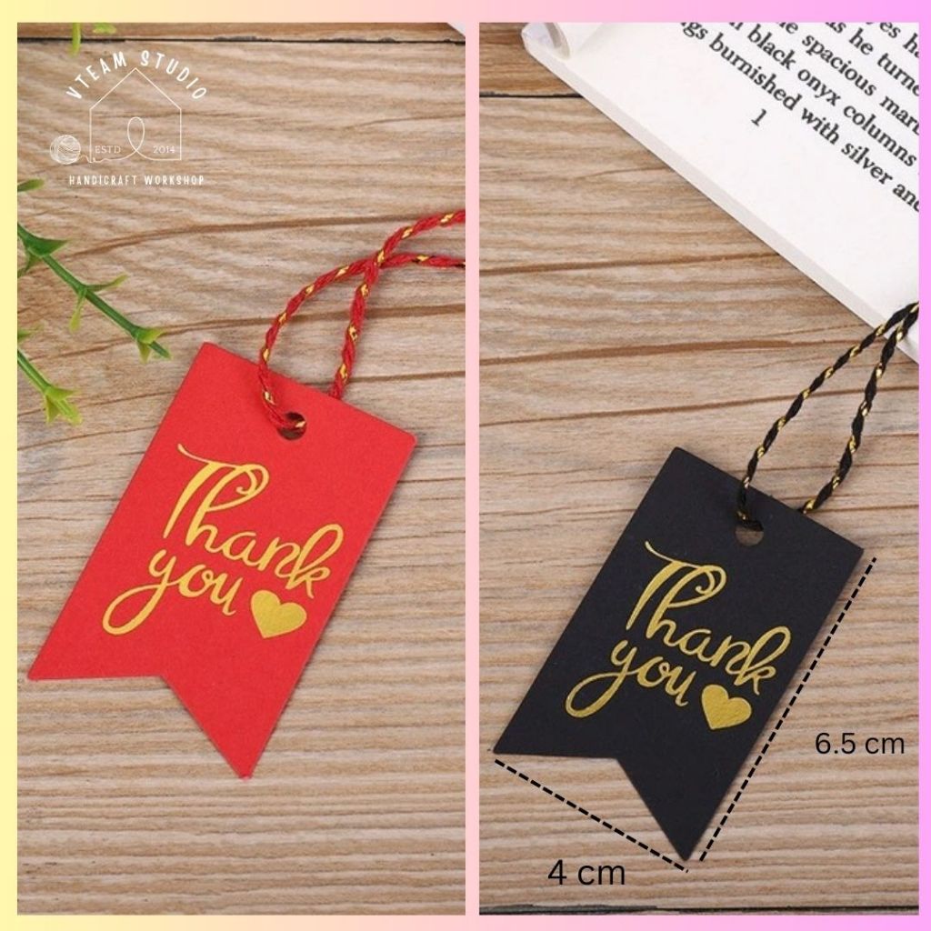 กระดาษแท็ก paper tag ป้ายแท็ก Thank you พิมพ์สีทองหรู รูปที่ 5