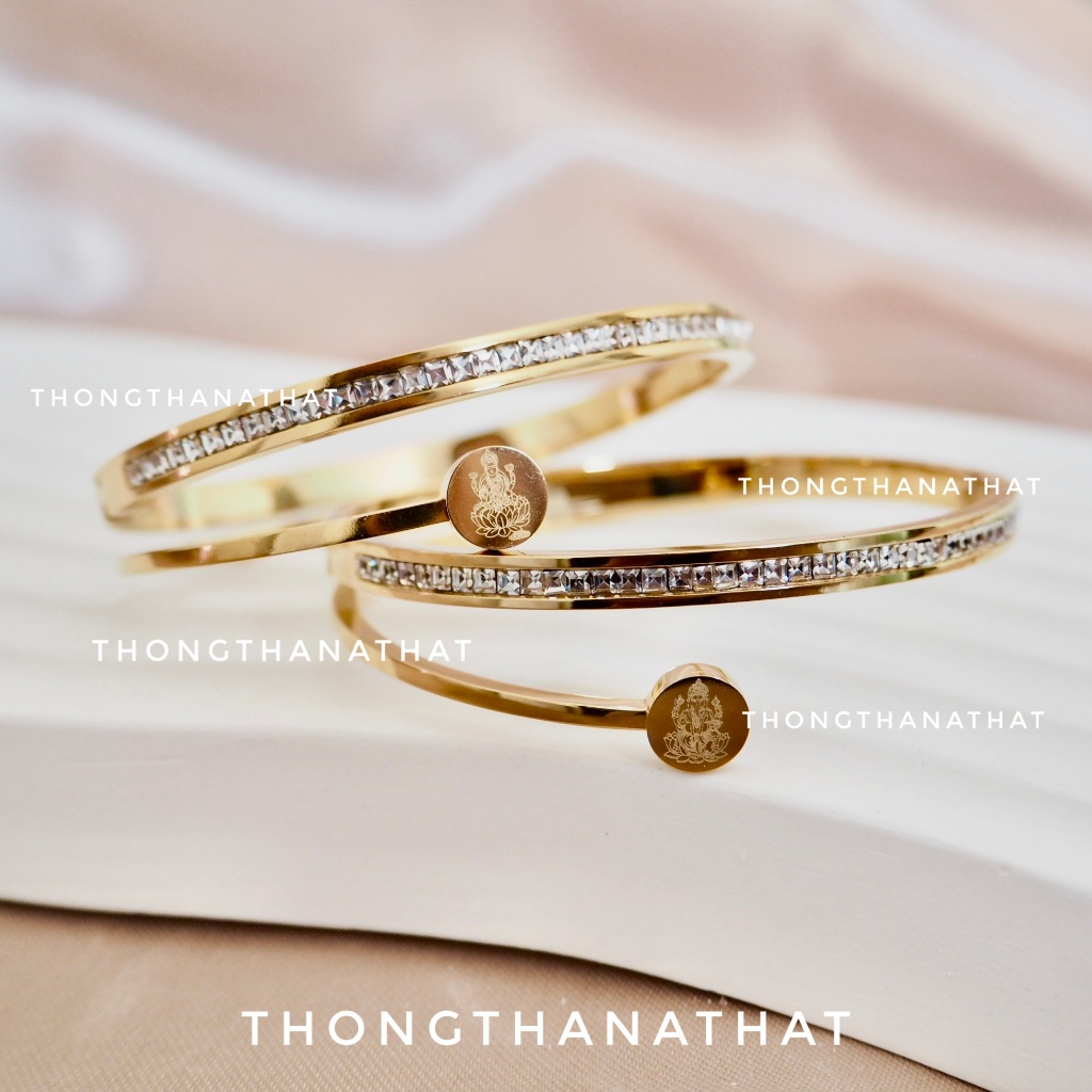 กำไลพระพิฆเนศ-พระแม่ลักษมีหัวกลมประดับเพชร สำเร็จ สมปรารถนา เสริมการงาน เสริมมงคล กำไลโอม พระพิฆเนศ โอม พระแม่ลักษมี