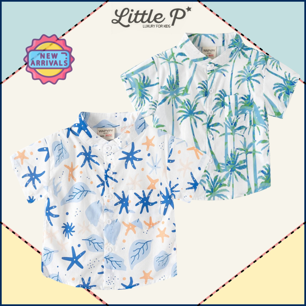 🌟🇹🇭 ส่งด่วน🌟  ใหม่ ! เสื้อเชิ้ตคอจีนเด็กชาย เสื้อเด็กชาย อายุ​ 1-9 ปี By Little.P