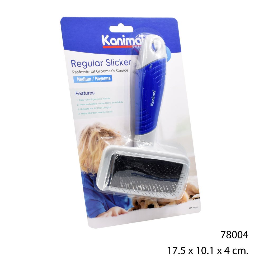 Kanimal Regular Slicker Brush แปรงสลิคเกอร์ แปรงหวีขนสุนัข แปรงแมว หวีสางขน (ไร้หมุด) Size M