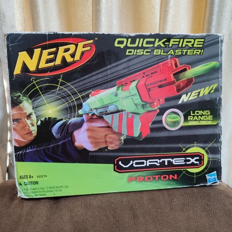 💥สินค้ามือสอง💥 📍แท้​ ของเล่น Nerf Vortex Proton Disc Shooter Green Blaster Pistol Gun