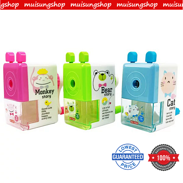 กบเหลาดินสอ 722A เครื่องเหลาดินสอแบบมือหมุน ตั้งโต๊ะ สีสันสดใส BY MUISUNGSHOP