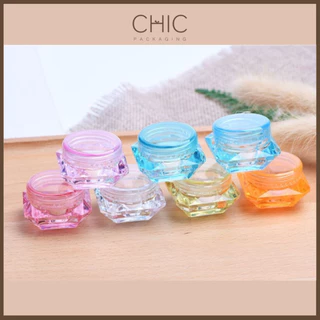 พร้อมส่ง ตลับเพชร กระปุกครีมเปล่า กระปุกเครื่องสำอางพลาสติก ใส่ครีมทาหน้า ลิปมัน เจล ของชำร่วย