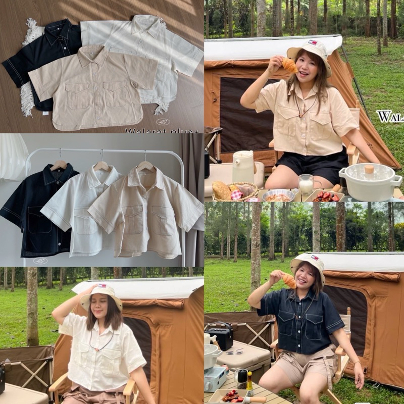 เสื้อเชิ้ตคอปก เสื้อเชิ้ตสาวอวบ อก38-50นิ้ว